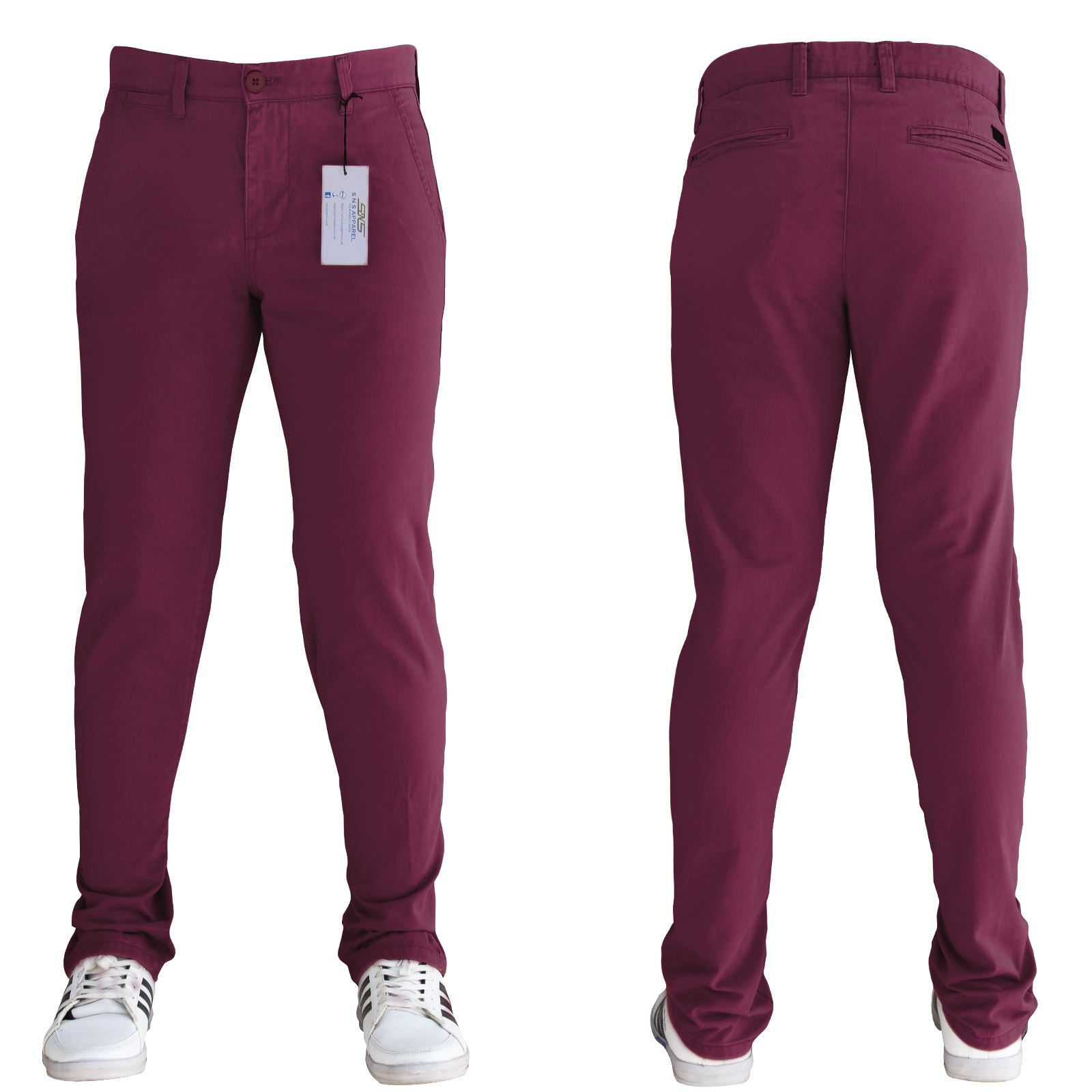 Mens Chinos Trousers Desginer Cotton Slim Jeans Regular Straight Stretch Waist - Picture 6 of 18