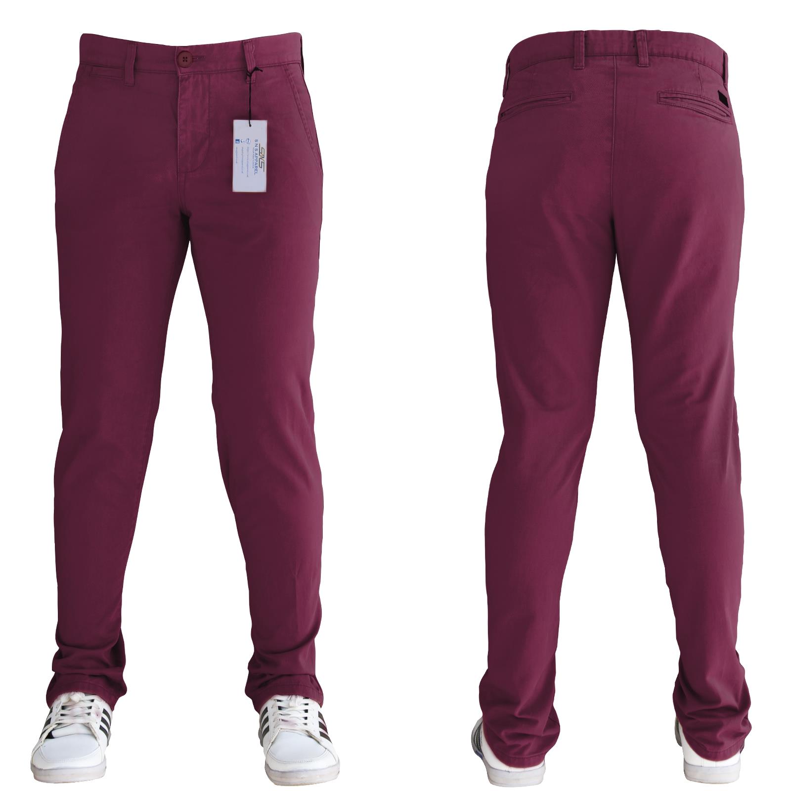 Mens Chinos Trousers Desginer Cotton Slim Jeans Regular Straight Stretch Waist - Picture 7 of 18