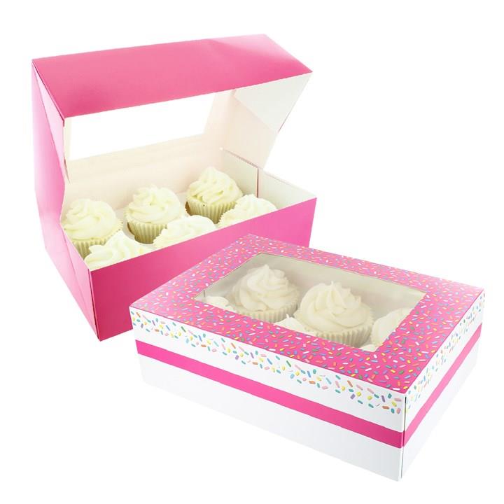 6/12 Cupcake Box - Pink Sprinkles Twin Pack - Picture 2 of 3