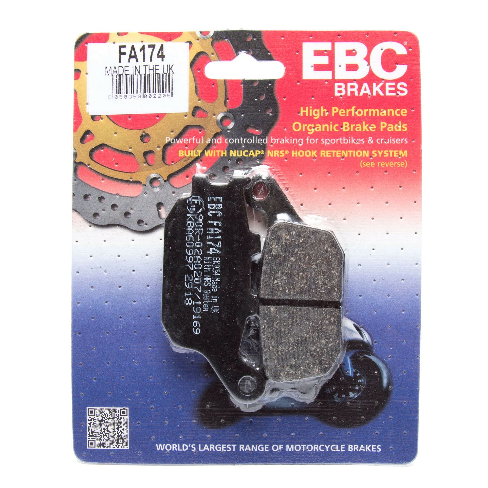 REAR EBC PERFORMANCE ORGANIC BRAKE PADS 2001-2006 SUZUKI GSXR 1000