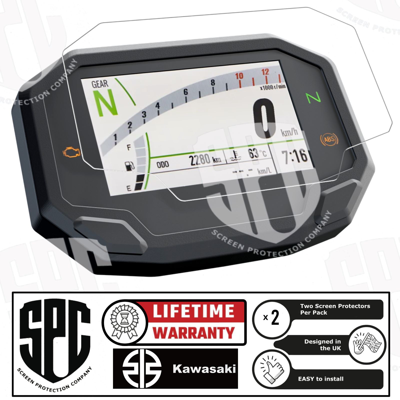 Screen Protection Co Dashboard Screen Protector - Kawasaki Ninja e