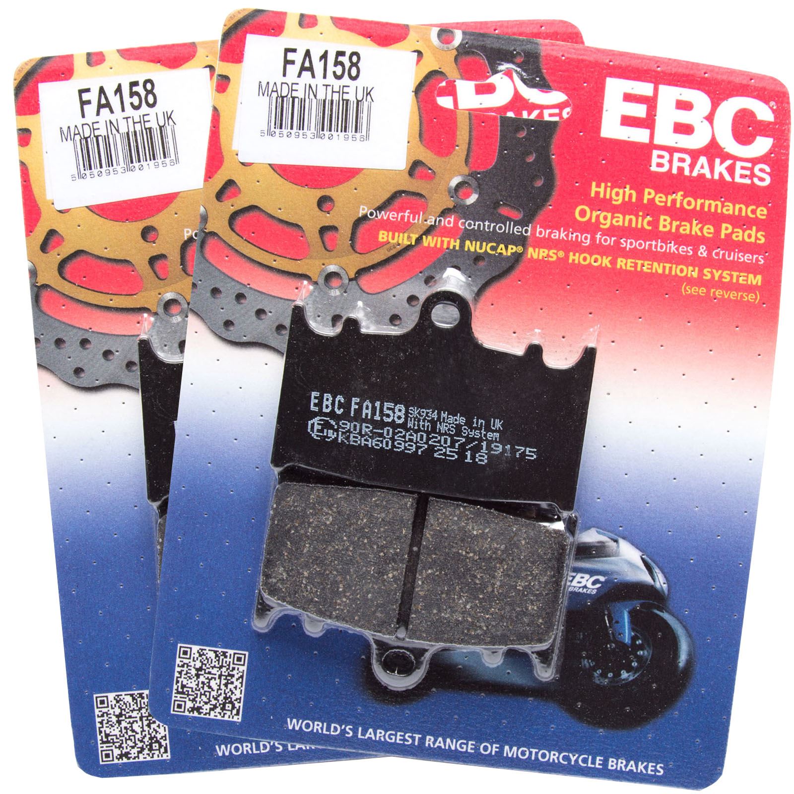 EBC FA158 Organic Brake Pads X2 for Kawasaki ZX-9R Ninja 94-97