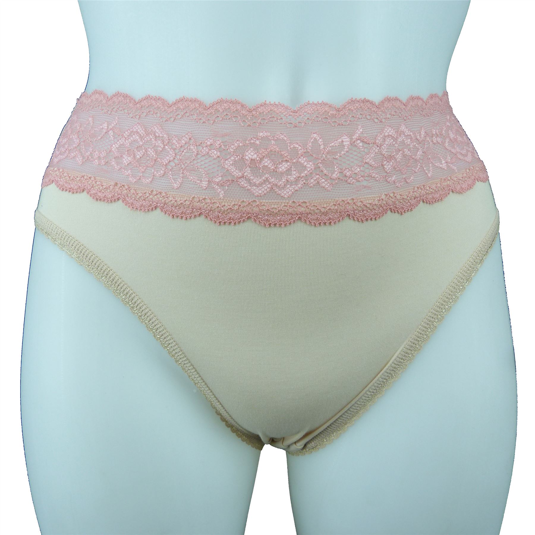 Ex M/&S Marks And Spencer 3 Pack Cotton Rich Lace Waist High Leg Knickers Briefs