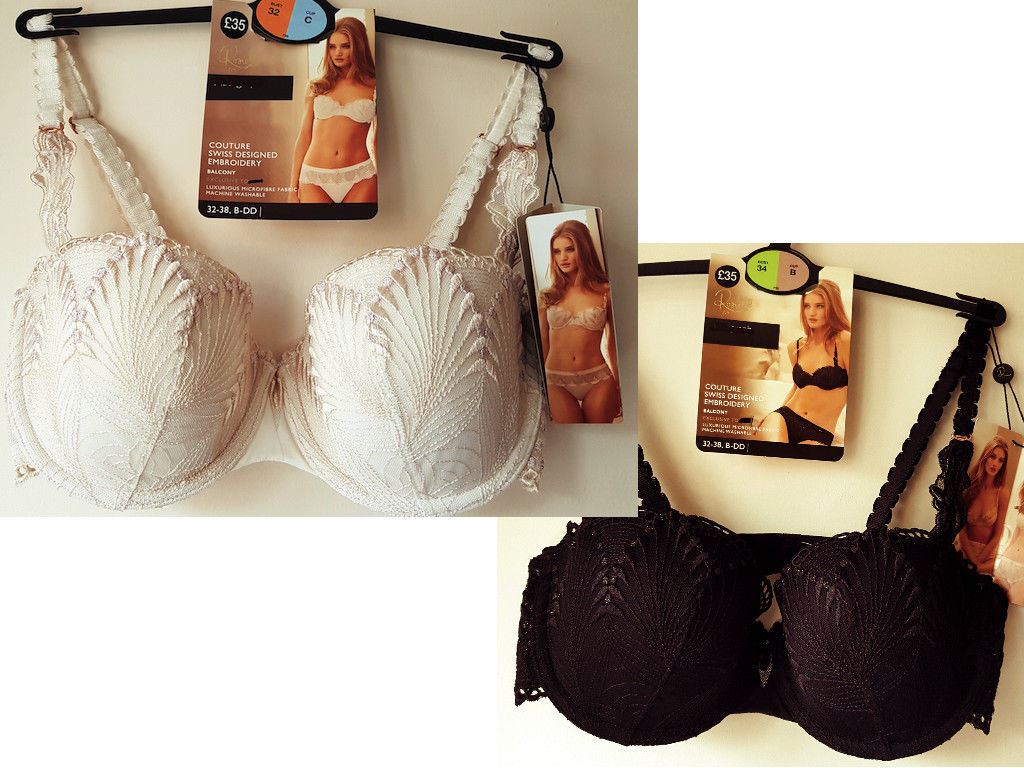 EX M/&S Bust Enhancing Deco Embroidered T-shirt Memor Padded B-DD Bra