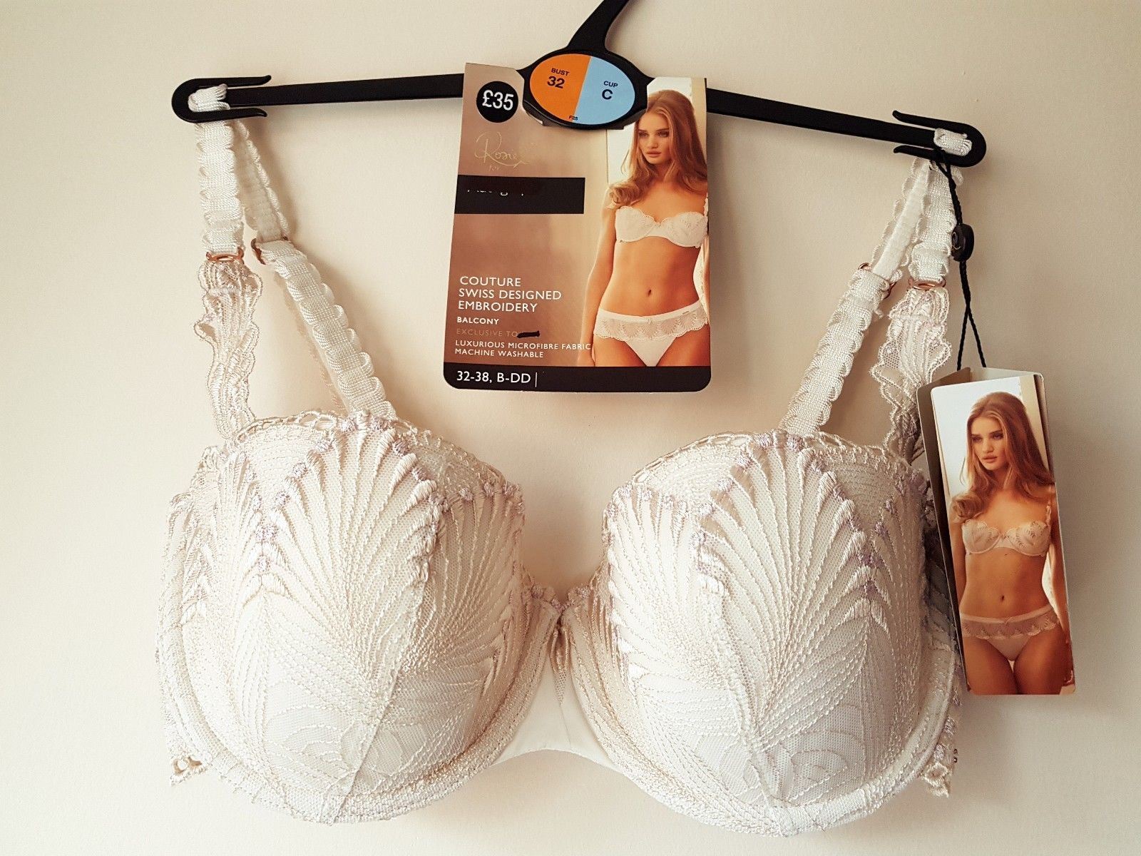 M/&S Rosie for Autograph BLACK CREAM Deco Embroidered Padded B-DD Bra Size 32-38