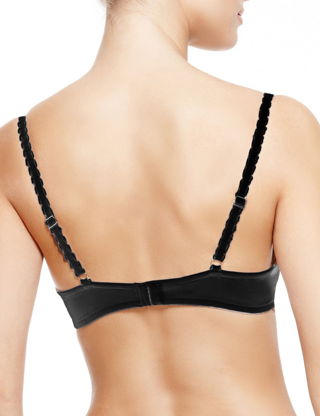 EX M/&S Bust Enhancing Deco Embroidered T-shirt Memor Padded B-DD Bra
