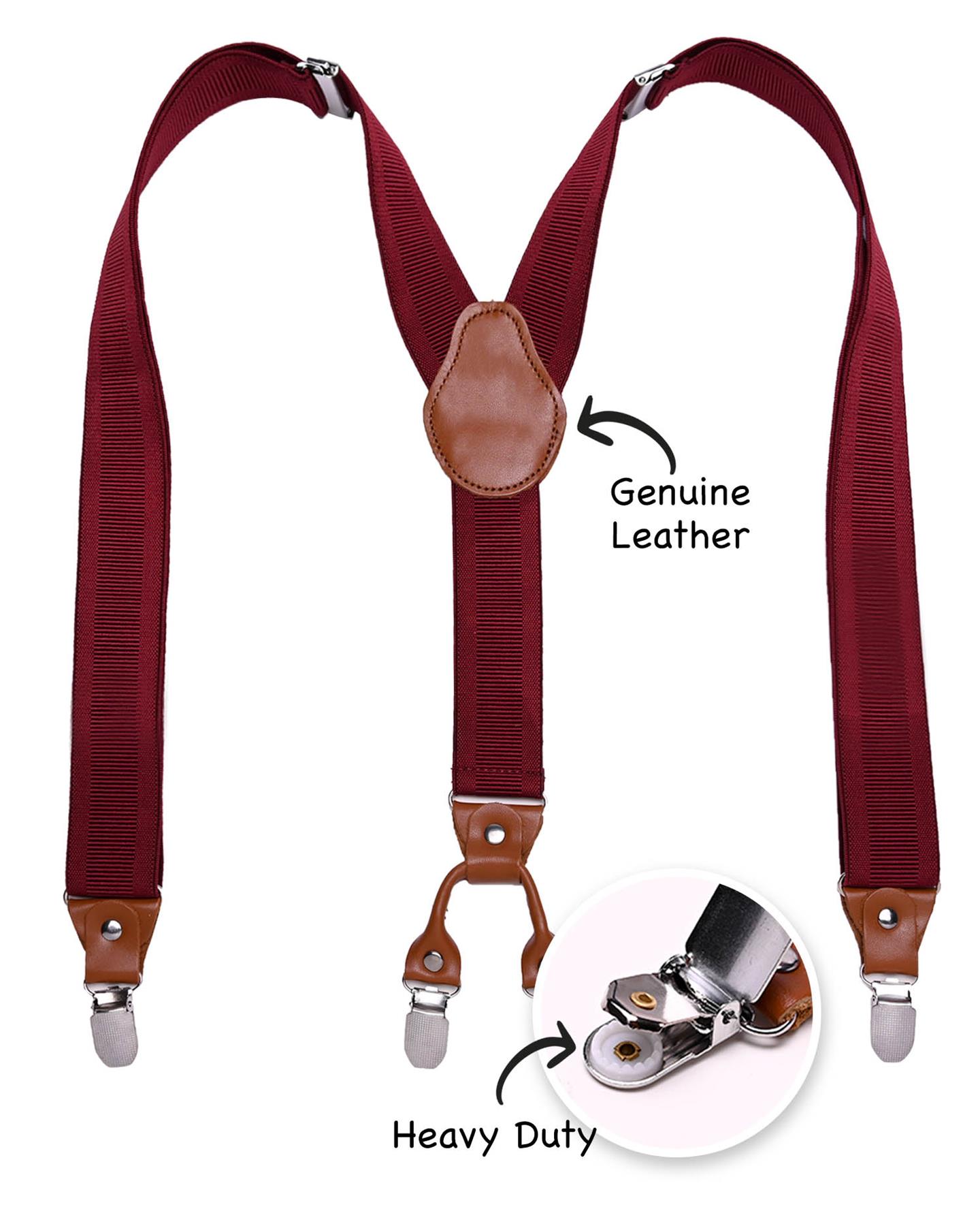 Men Plain Suspenders for Trouser, Thick 35mm Y Shape Wide Leather Braces - Picture 10 of 22