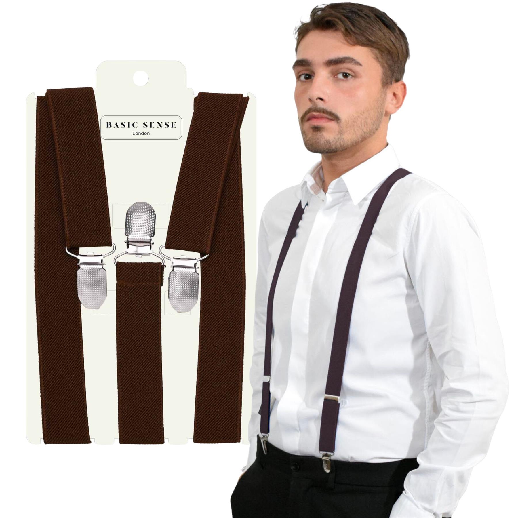 Unisex Plain Suspenders Sturdy Strong 25mm Y Shape Braces for Trouser - Picture 13 of 66
