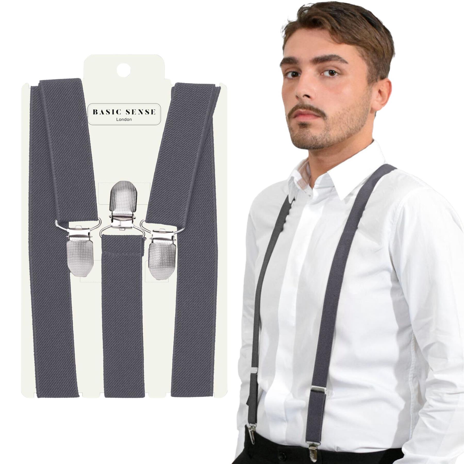 Unisex Plain Suspenders Sturdy Strong 25mm Y Shape Braces for Trouser - Picture 19 of 66
