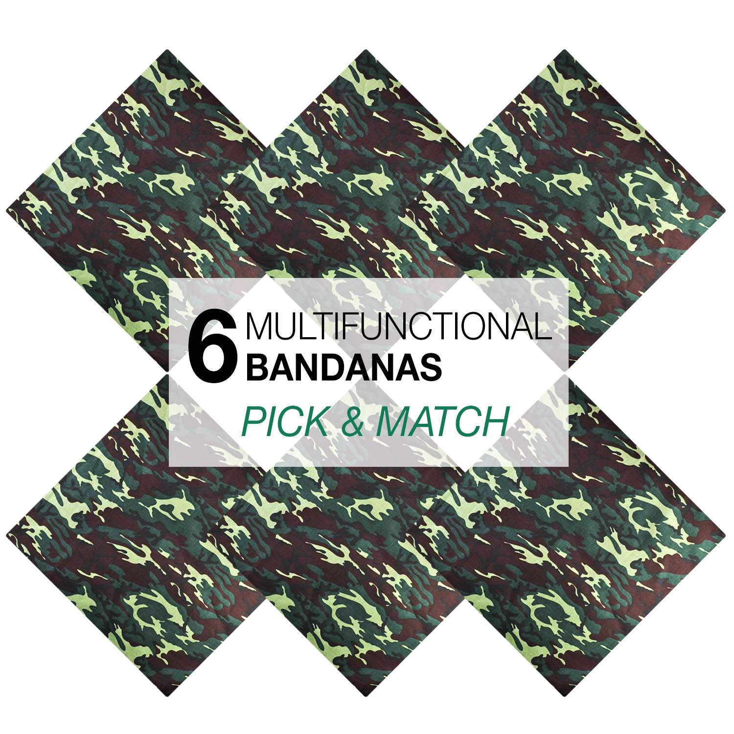 6PCS Camouflage Bandana Military 100% Cotton Multifunctional Bandanna - Picture 11 of 18