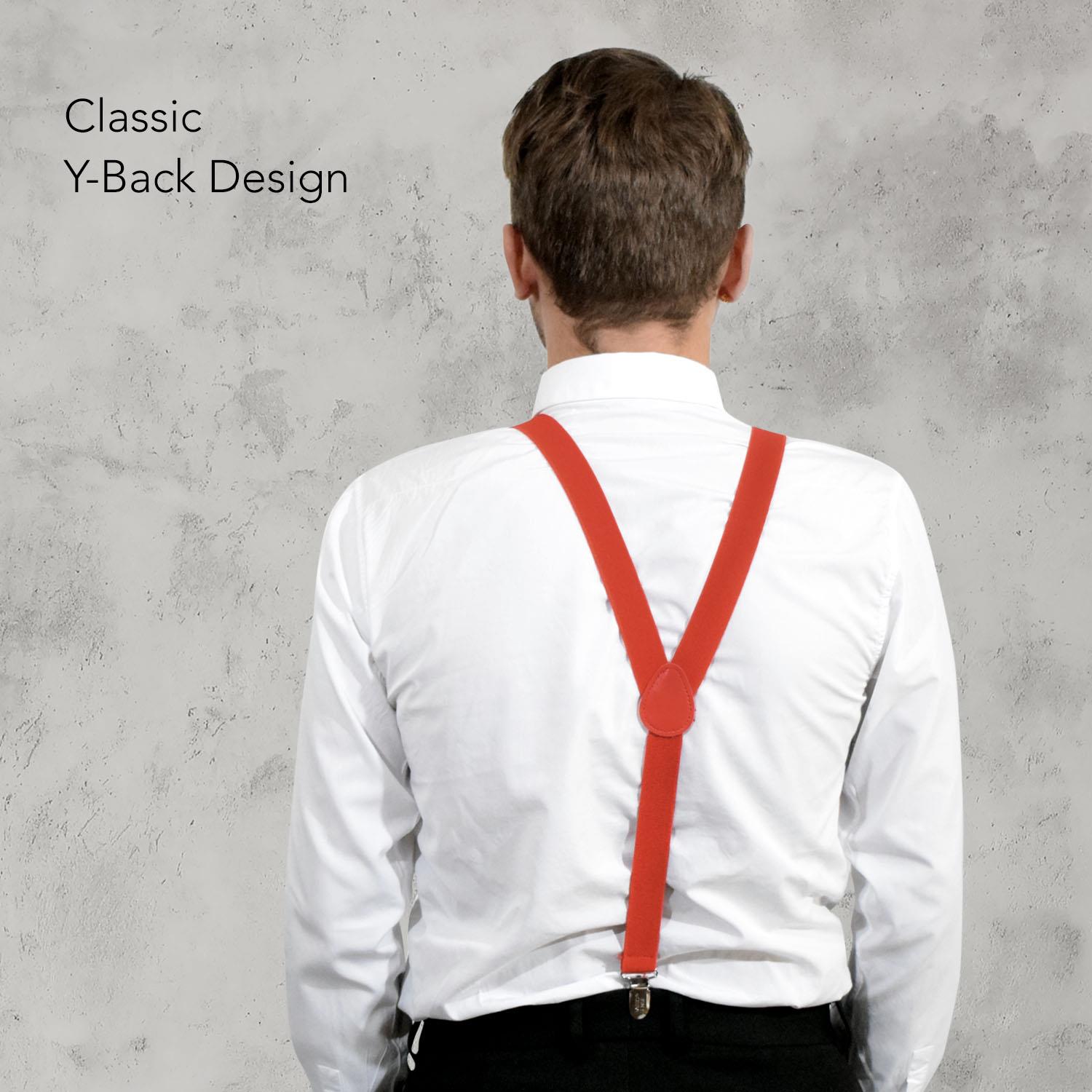 Unisex Plain Suspenders Sturdy Strong 25mm Y Shape Braces for Trouser - Picture 57 of 66