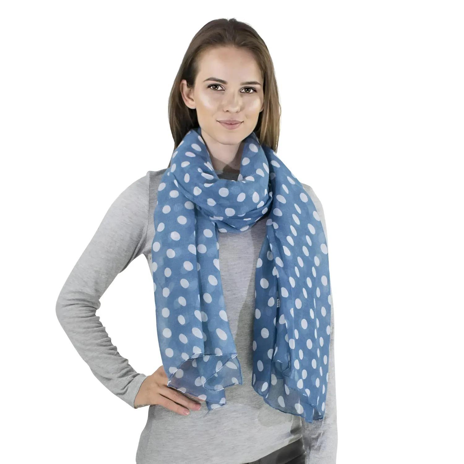 Polka Dot Scarf, Oversized Viscose Scarves Shawl for Women - Picture 10 of 29