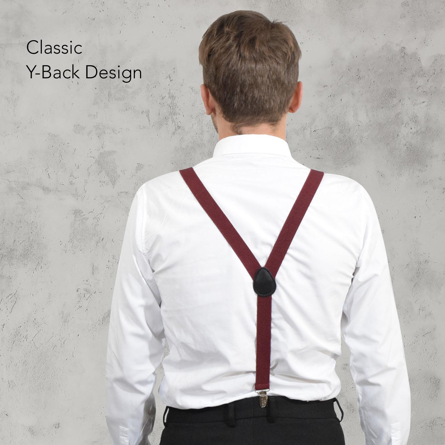 Unisex Plain Suspenders Sturdy Strong 25mm Y Shape Braces for Trouser - Picture 12 of 66