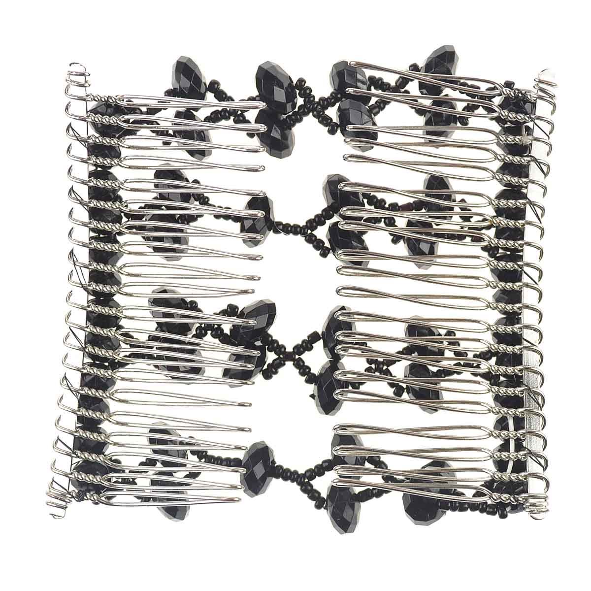 10cm Magic Hair Comb Ladies Rose//Oval Crystal Beads Stretchy Hair Comb Clip