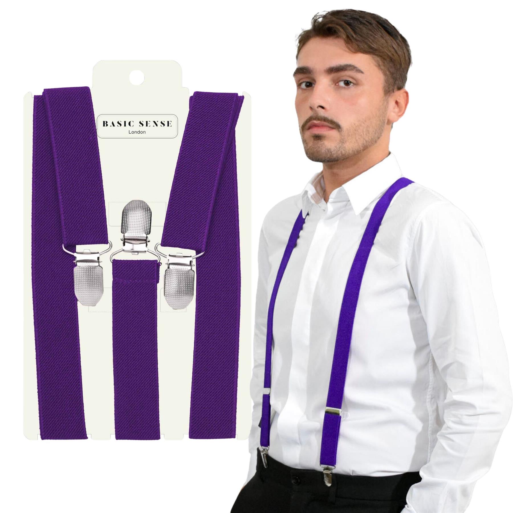 Unisex Plain Suspenders Sturdy Strong 25mm Y Shape Braces for Trouser - Picture 52 of 66