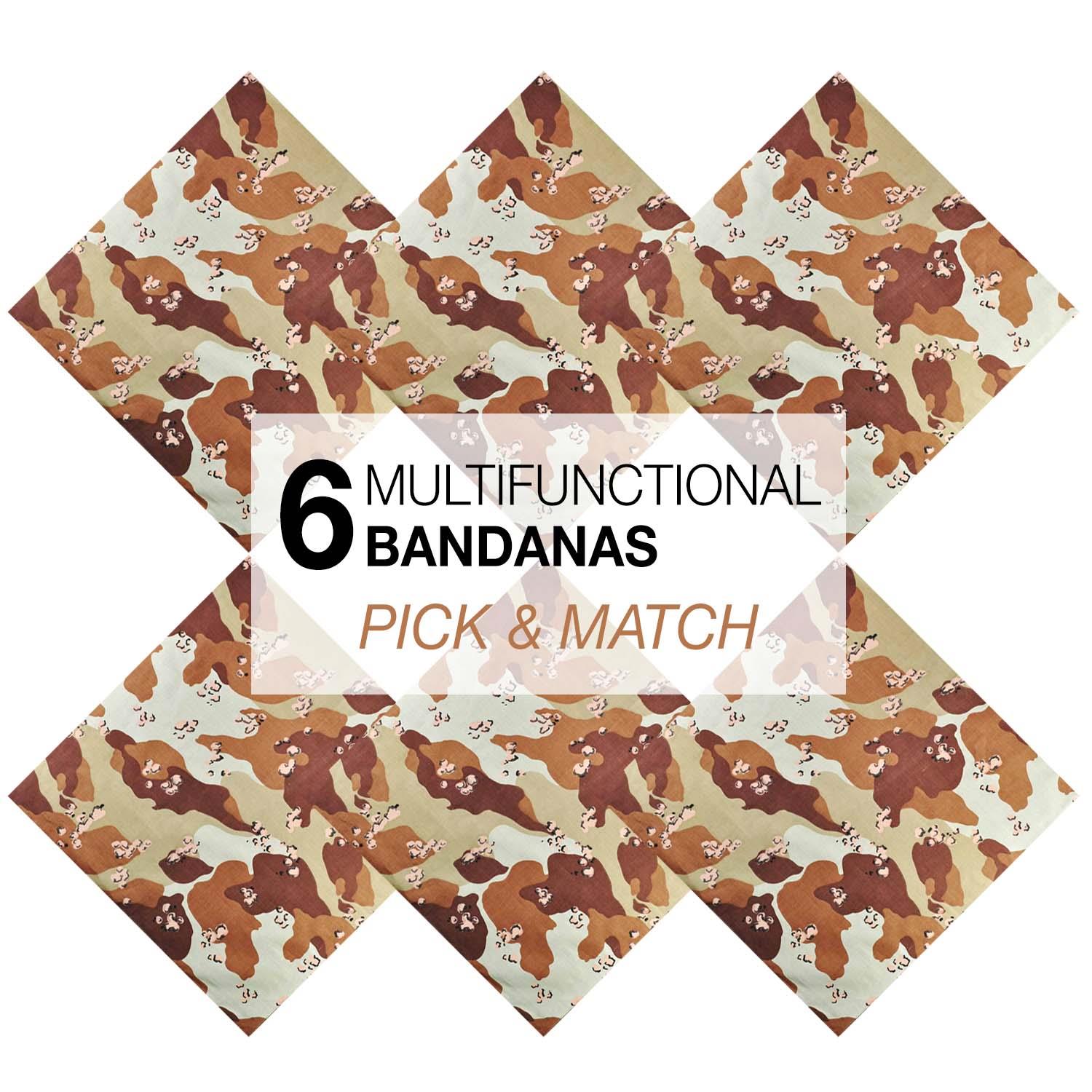 6PCS Camouflage Bandana Military 100% Cotton Multifunctional Bandanna - Picture 5 of 18