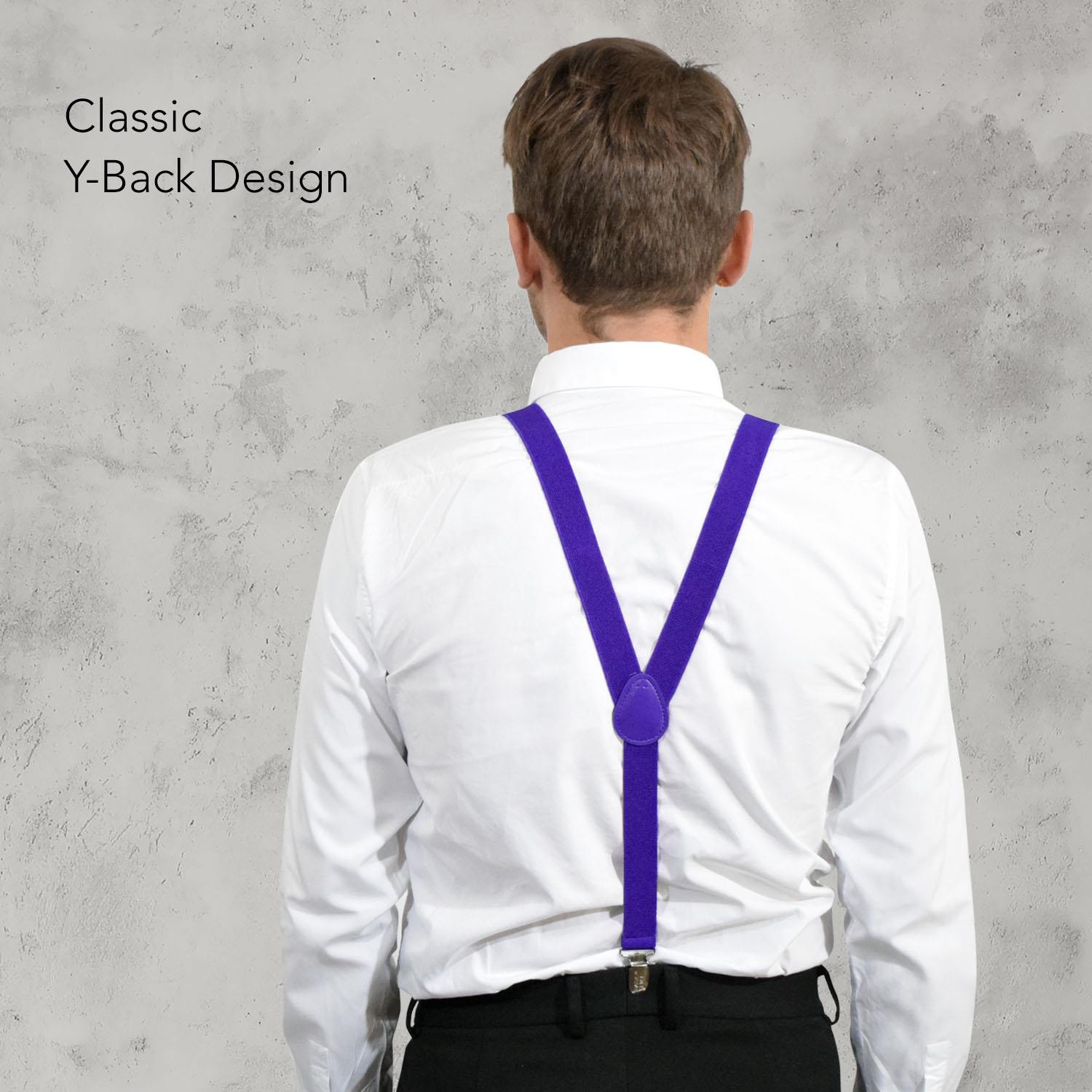 Unisex Plain Suspenders Sturdy Strong 25mm Y Shape Braces for Trouser - Picture 54 of 66