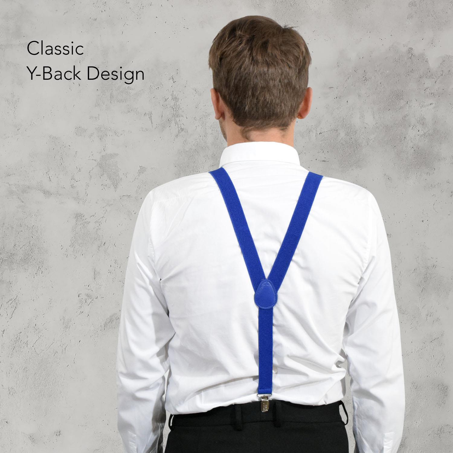 Unisex Plain Suspenders Sturdy Strong 25mm Y Shape Braces for Trouser - Picture 60 of 66