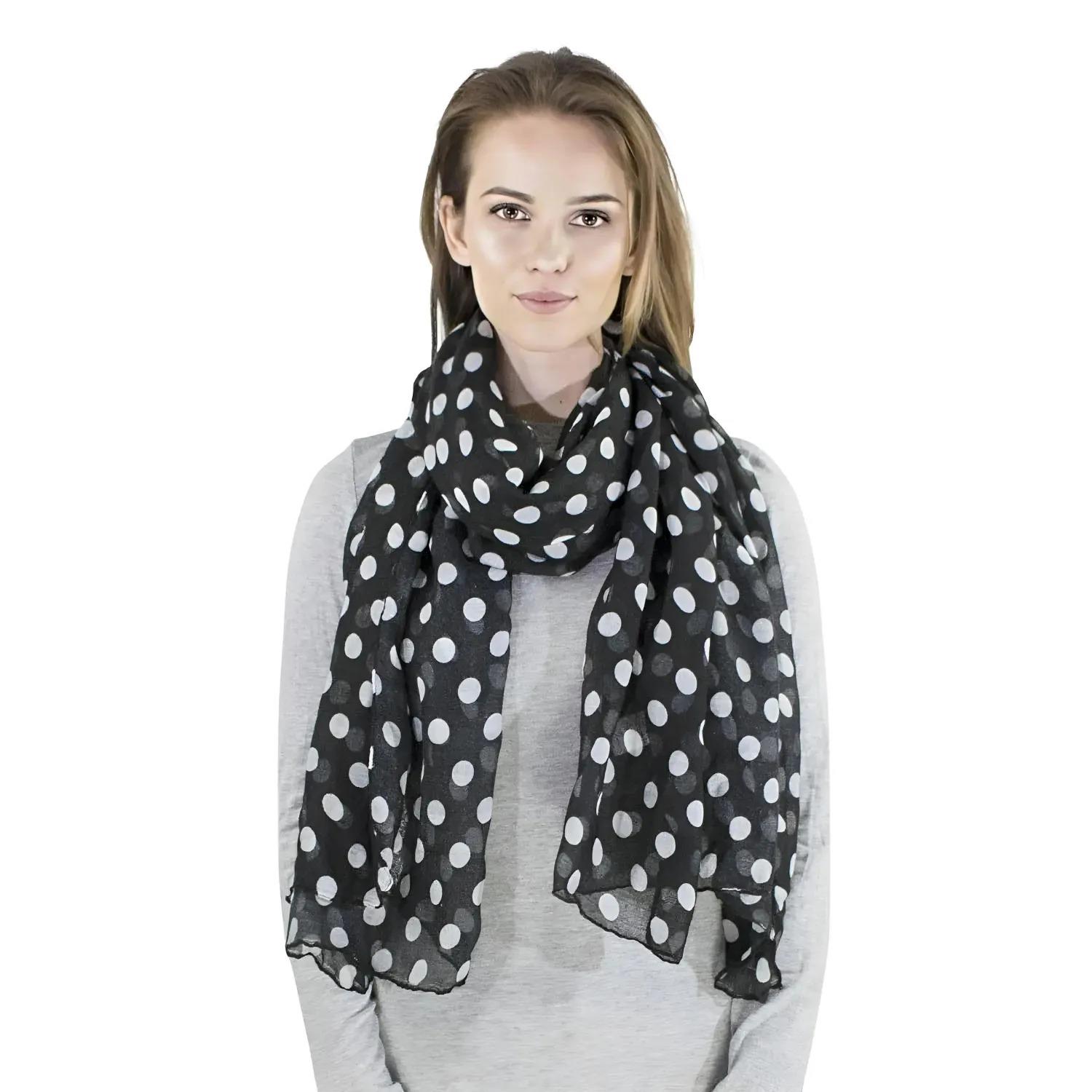 Polka Dot Scarf, Oversized Viscose Scarves Shawl for Women - Picture 7 of 29