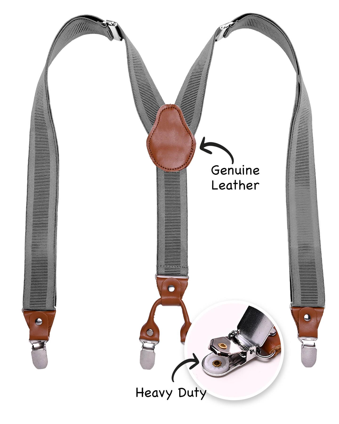 Men Plain Suspenders for Trouser, Thick 35mm Y Shape Wide Leather Braces - Picture 16 of 22
