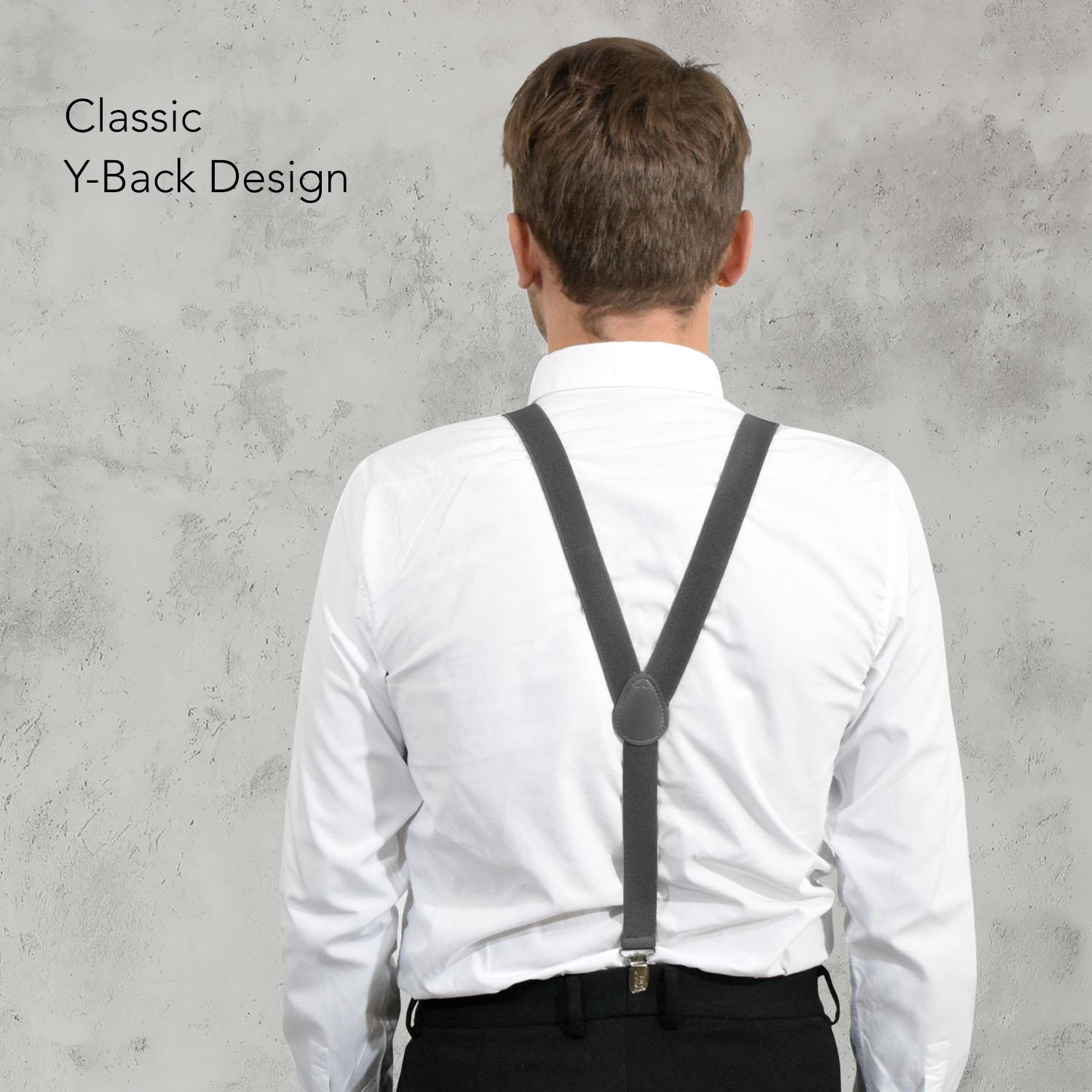 Unisex Plain Suspenders Sturdy Strong 25mm Y Shape Braces for Trouser - Picture 21 of 66
