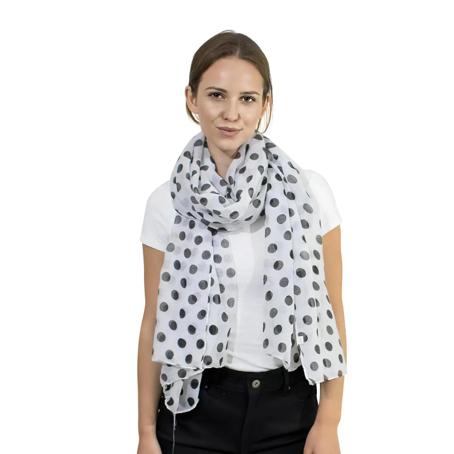 Polka Dot Scarf, Oversized Viscose Scarves Shawl for Women - Picture 28 of 29