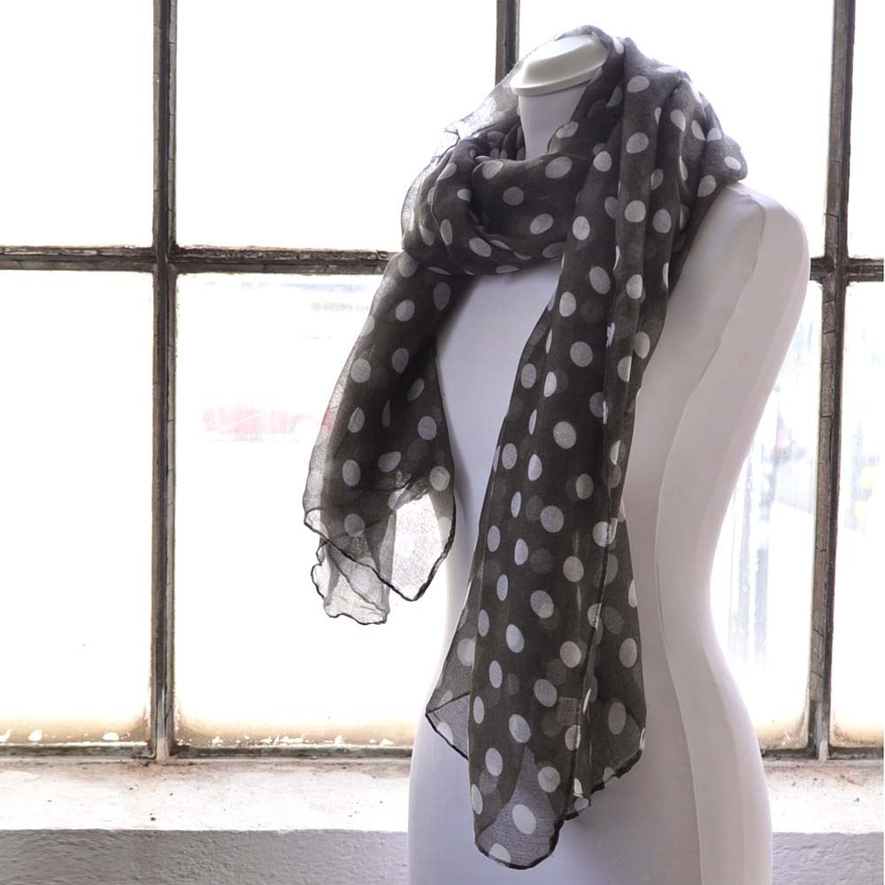 Polka Dot Scarf, Oversized Viscose Scarves Shawl for Women - Picture 17 of 29