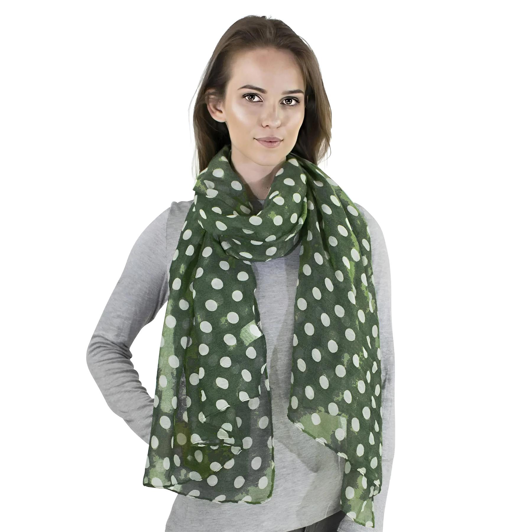 Polka Dot Scarf, Oversized Viscose Scarves Shawl for Women - Picture 13 of 29