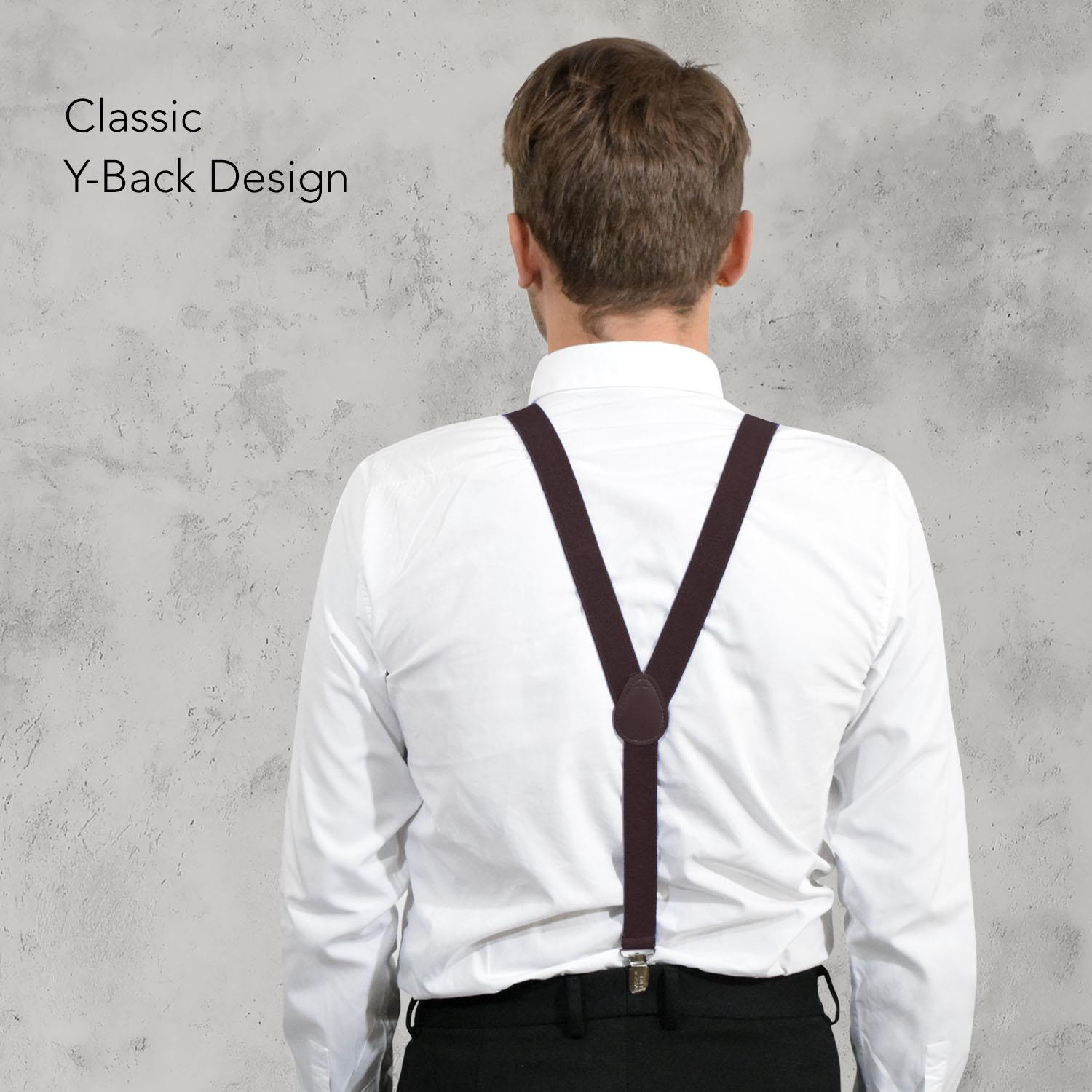 Unisex Plain Suspenders Sturdy Strong 25mm Y Shape Braces for Trouser - Picture 15 of 66