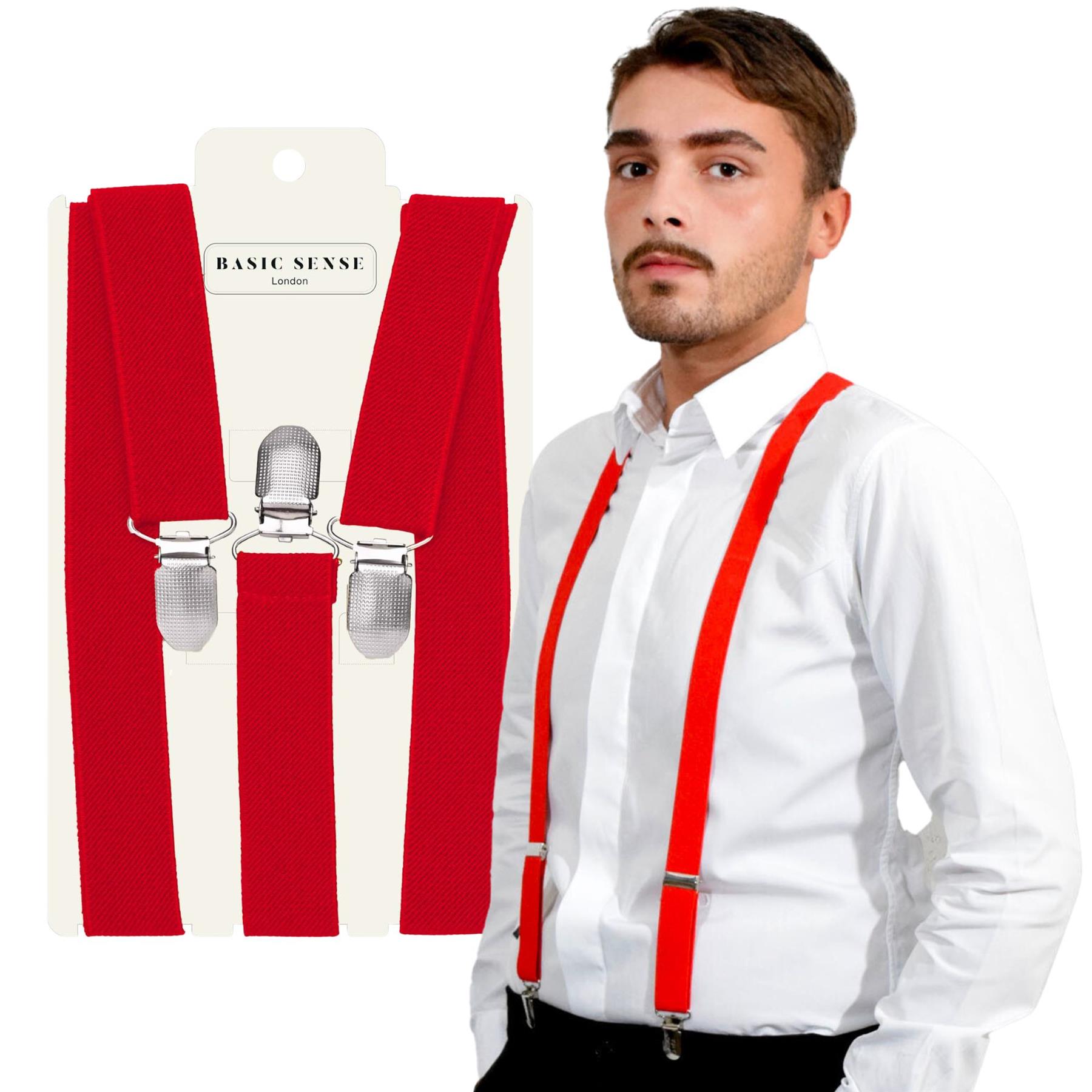 Unisex Plain Suspenders Sturdy Strong 25mm Y Shape Braces for Trouser - Picture 55 of 66