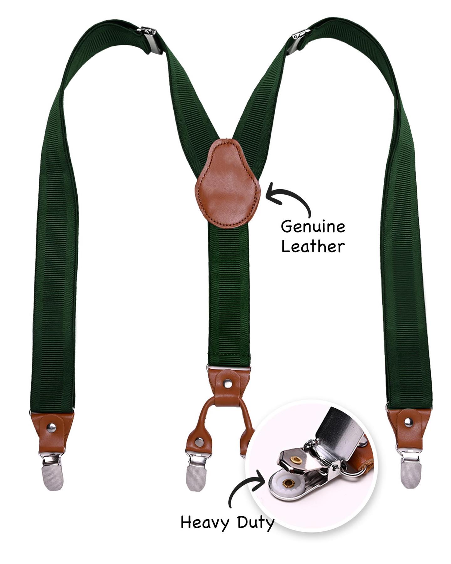 Men Plain Suspenders for Trouser, Thick 35mm Y Shape Wide Leather Braces - Picture 12 of 22