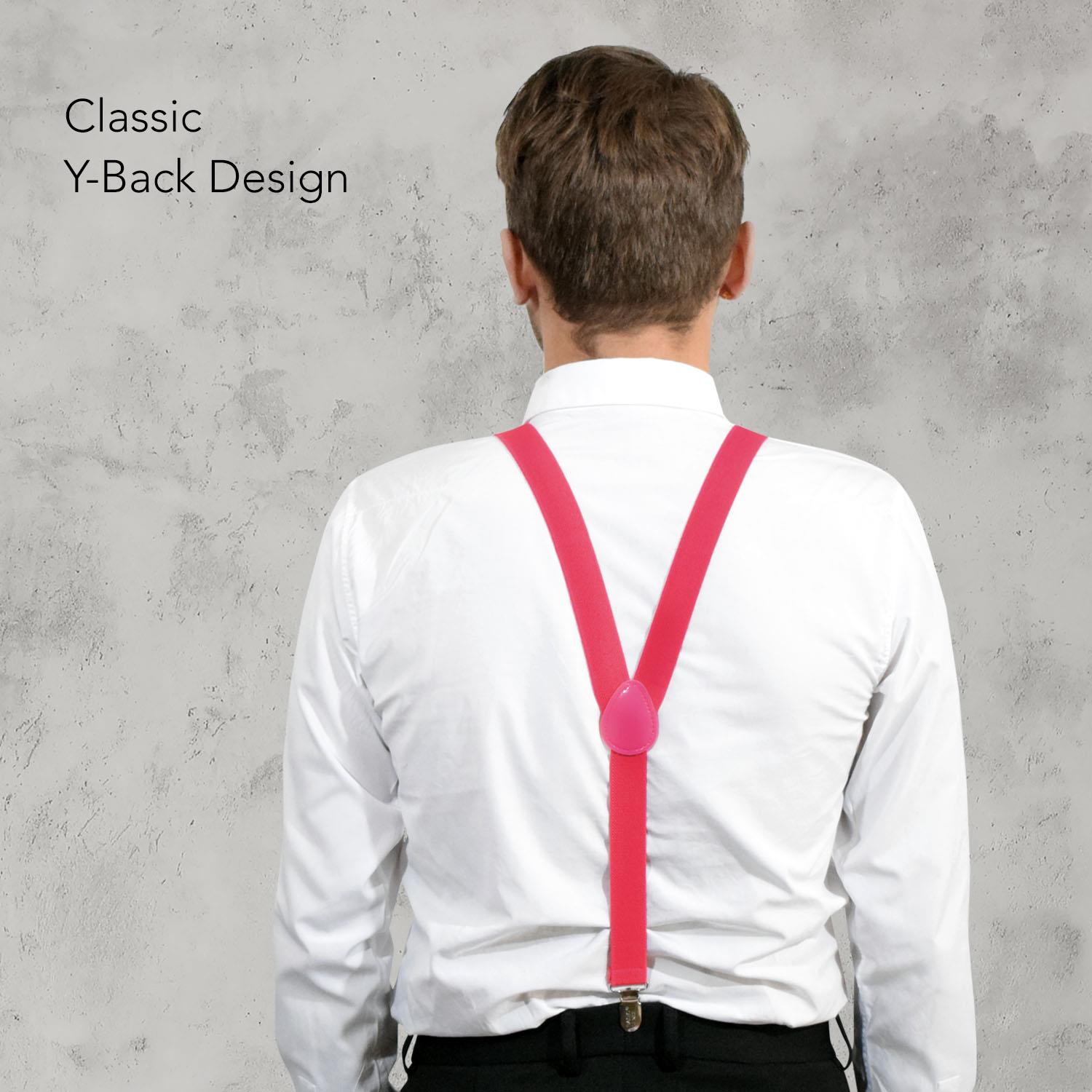Unisex Plain Suspenders Sturdy Strong 25mm Y Shape Braces for Trouser - Picture 18 of 66