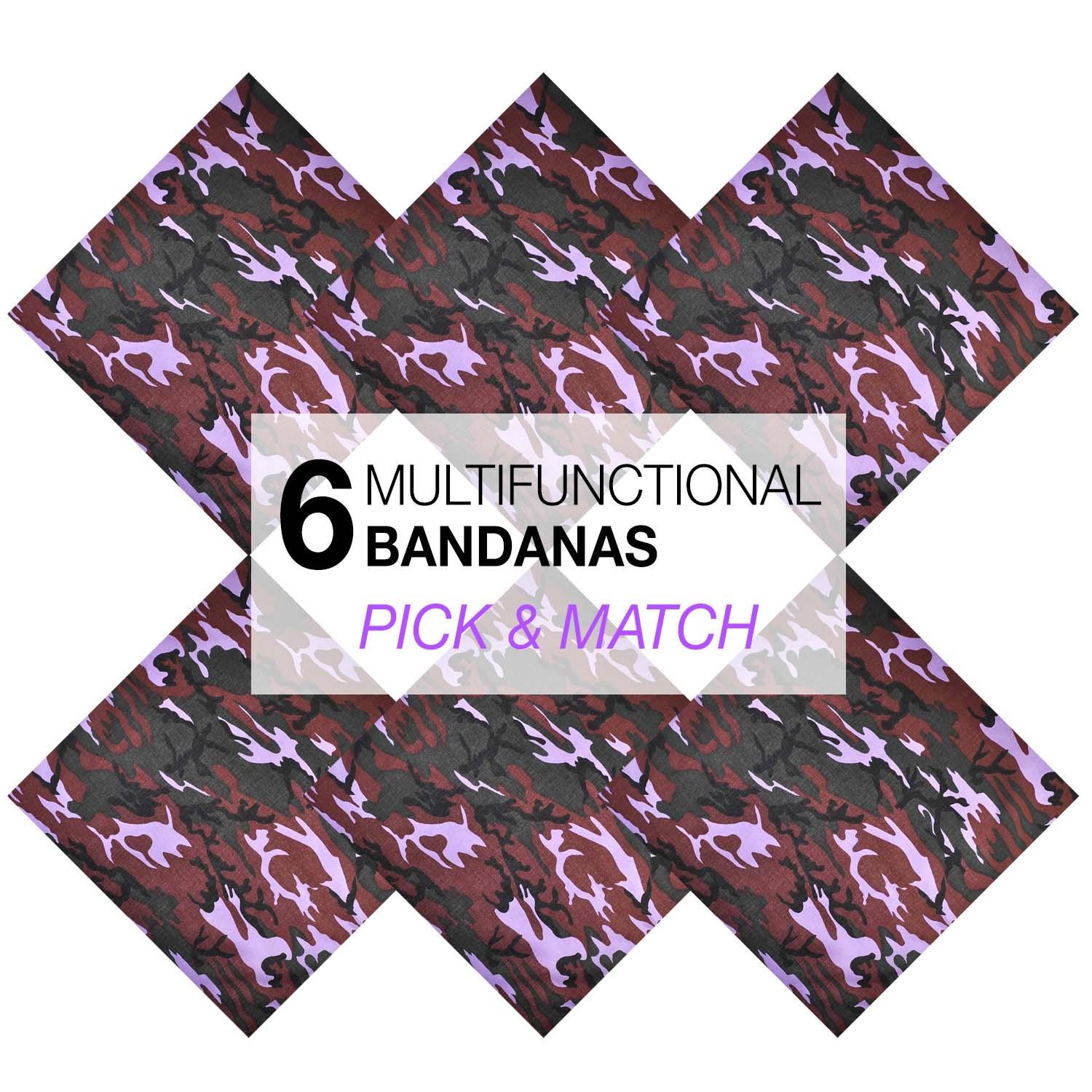 6PCS Camouflage Bandana Military 100% Cotton Multifunctional Bandanna - Picture 14 of 18