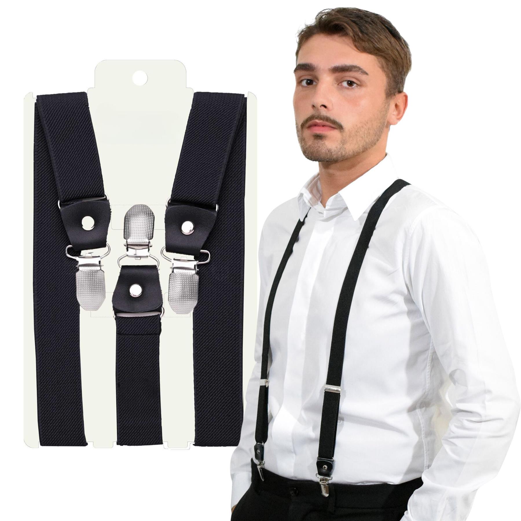 Unisex Plain Suspenders Sturdy Strong 25mm Y Shape Braces for Trouser - Picture 22 of 66