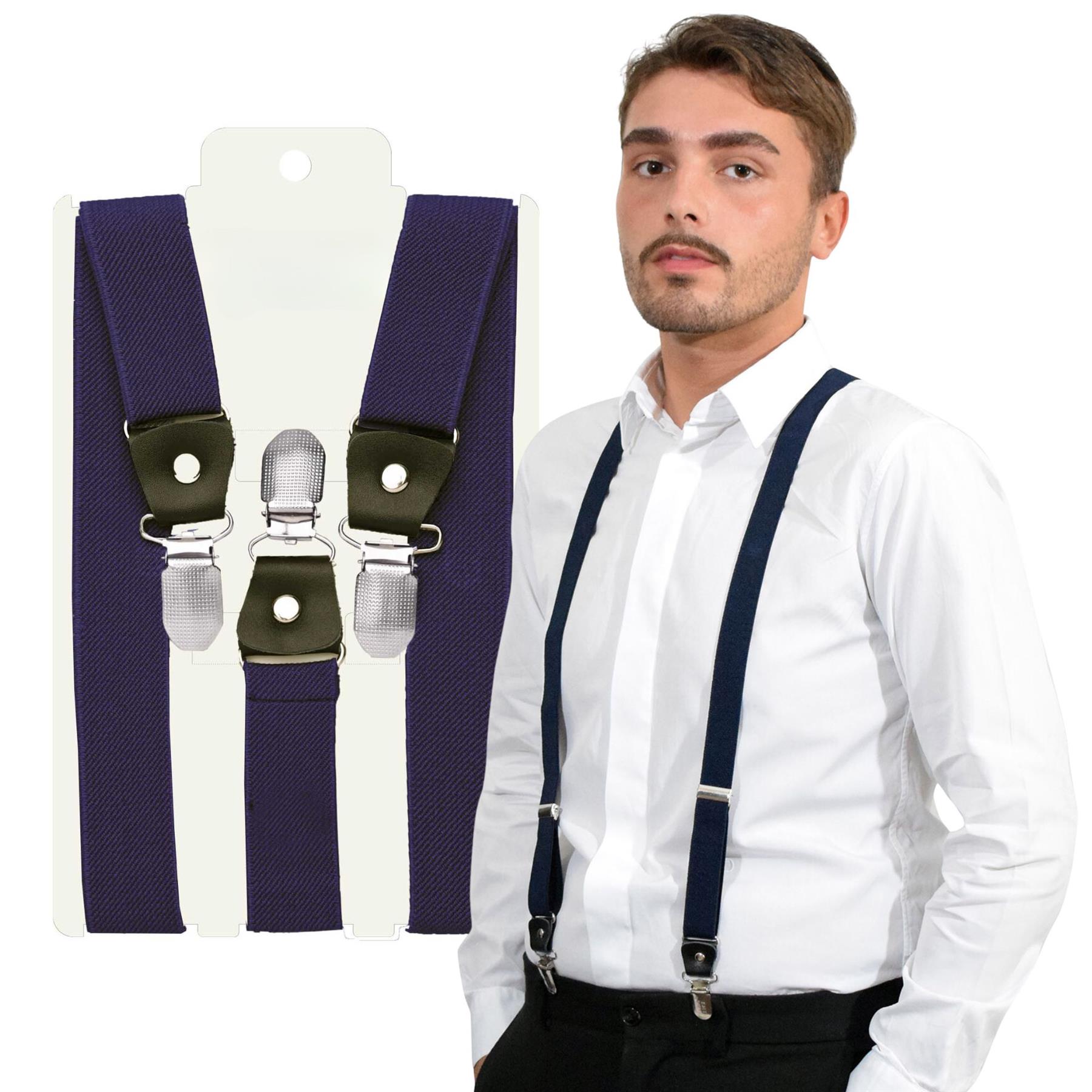 Unisex Plain Suspenders Sturdy Strong 25mm Y Shape Braces for Trouser - Picture 28 of 66