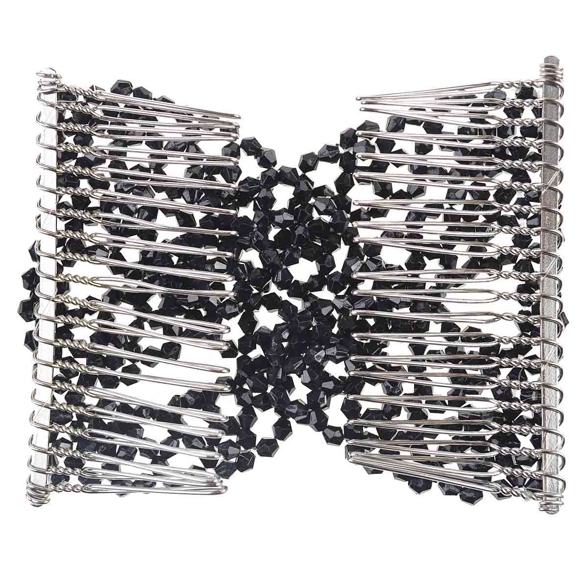 Width 10cm Ladies Rose//Oval Crystal Beads Stretchy Magic Hair Comb Clip