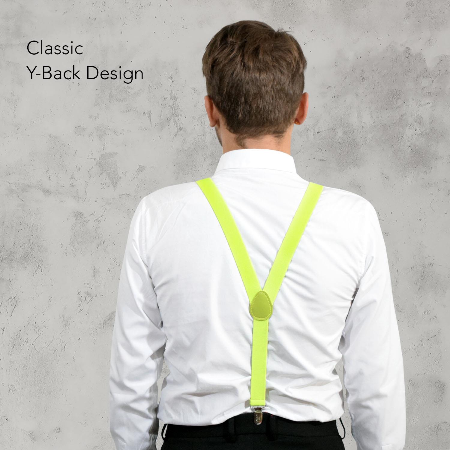 Unisex Plain Suspenders Sturdy Strong 25mm Y Shape Braces for Trouser - Picture 48 of 66