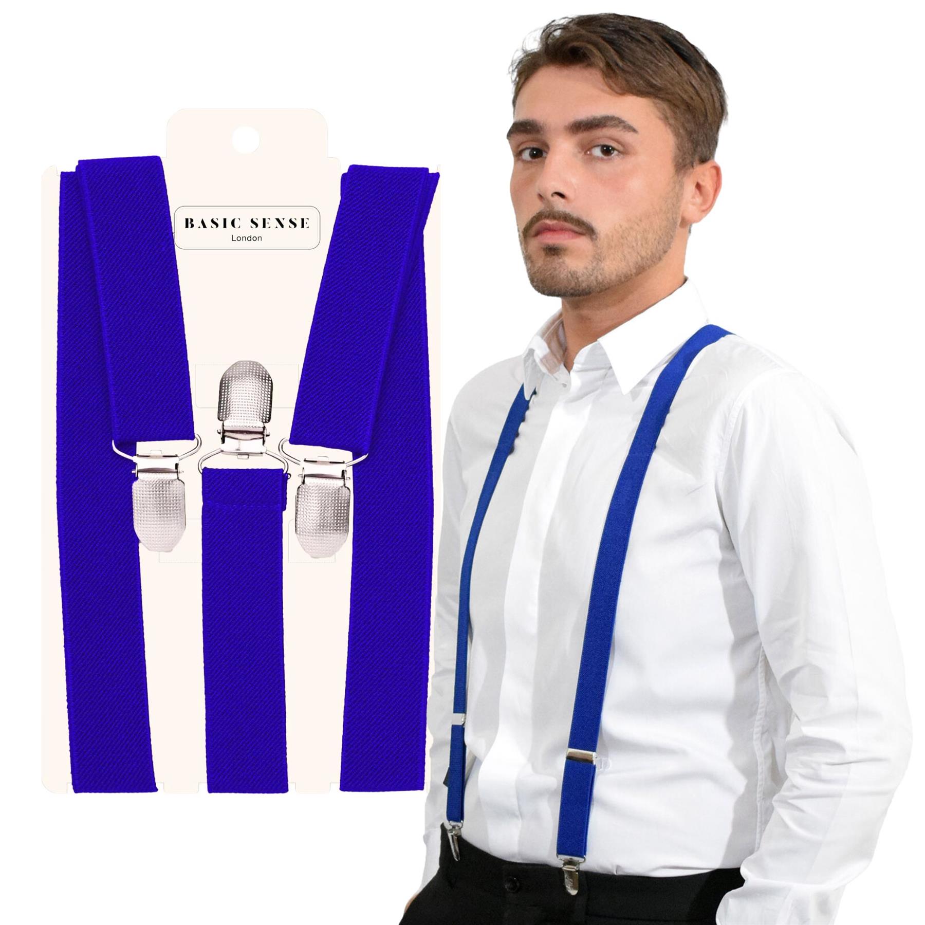 Unisex Plain Suspenders Sturdy Strong 25mm Y Shape Braces for Trouser - Picture 58 of 66