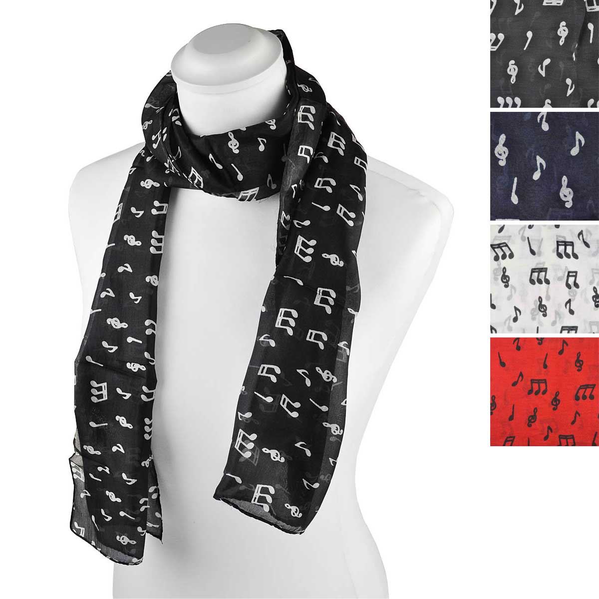 Cloud9basic Unisex Stylish Soft Pure Silk Musical Note Scarf, Perfect