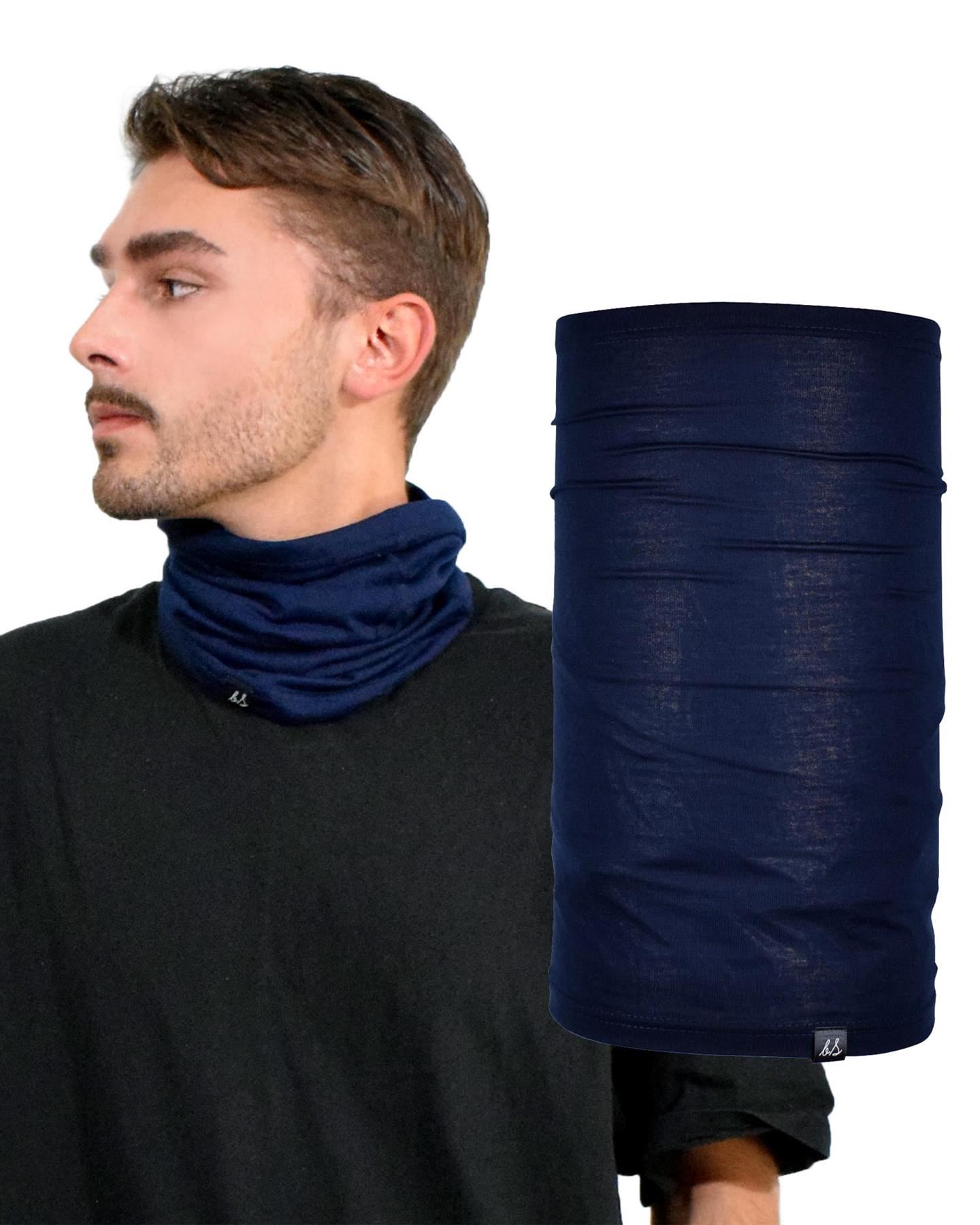 Cotton Blend Plain Jersey Soft Multifunctional Neck Warmer Gaiter Headwear Snood - Picture 37 of 44