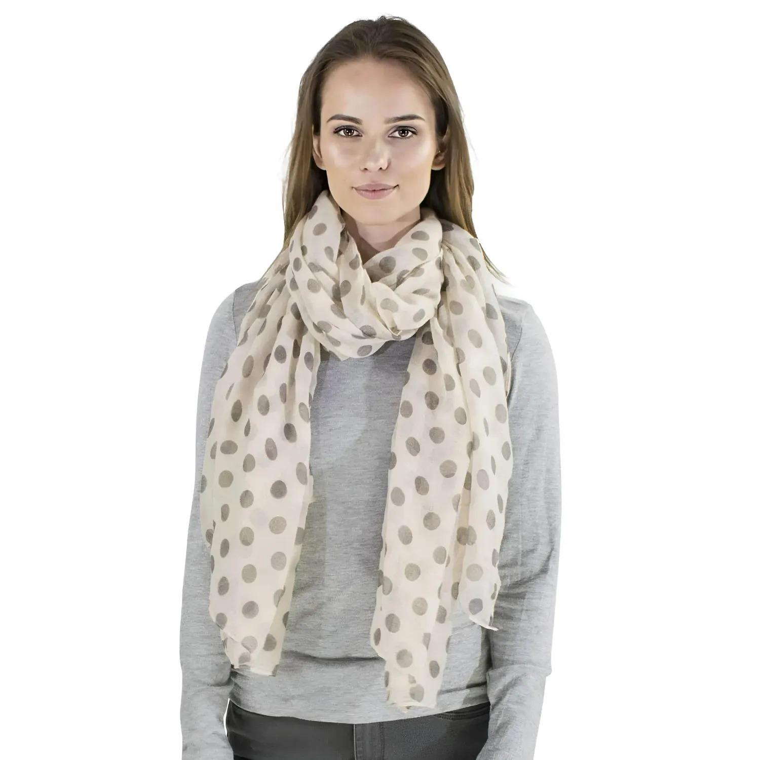 Polka Dot Scarf, Oversized Viscose Scarves Shawl for Women - Picture 4 of 29