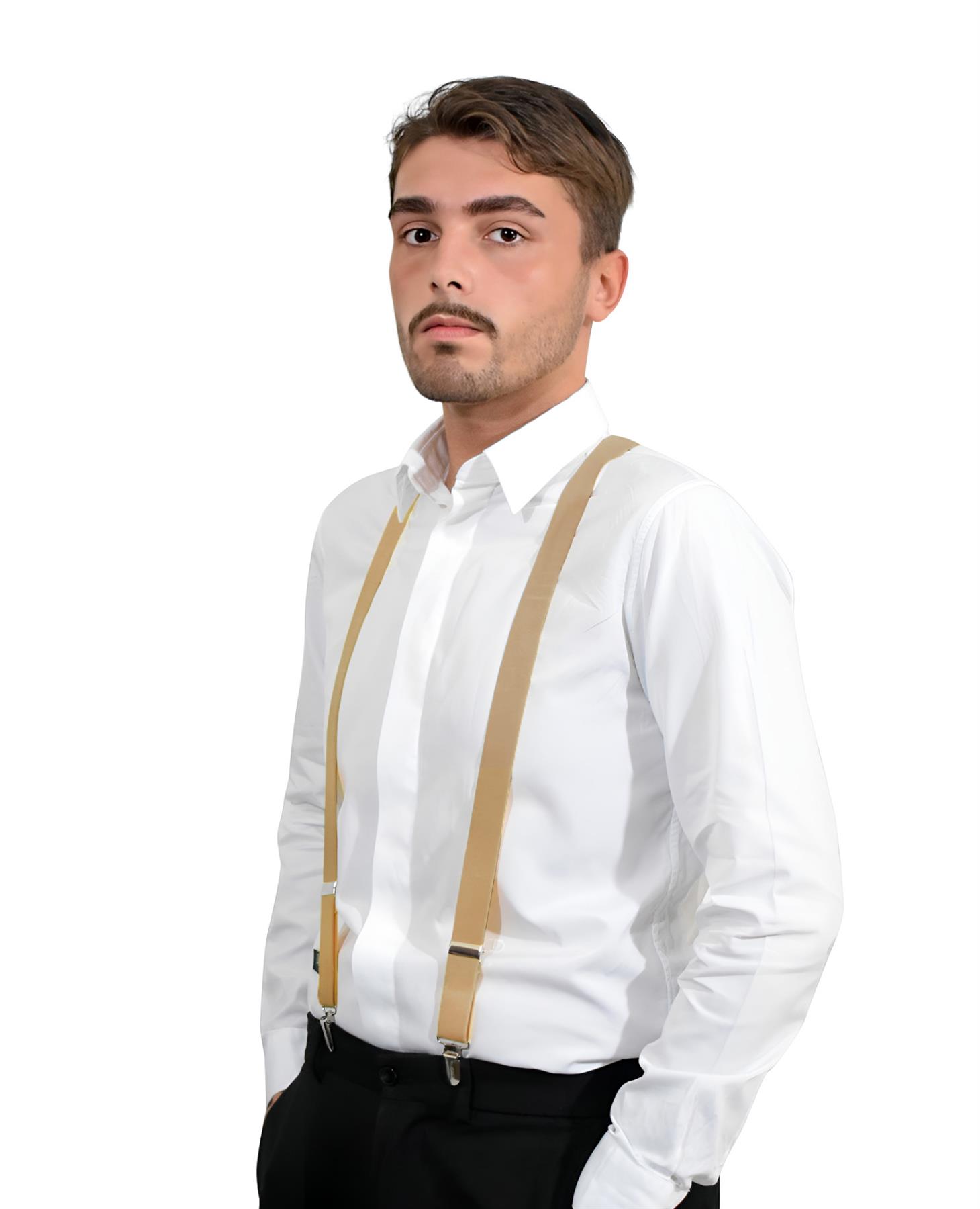 Unisex Plain Suspenders Sturdy Strong 25mm Y Shape Braces for Trouser - Picture 5 of 66