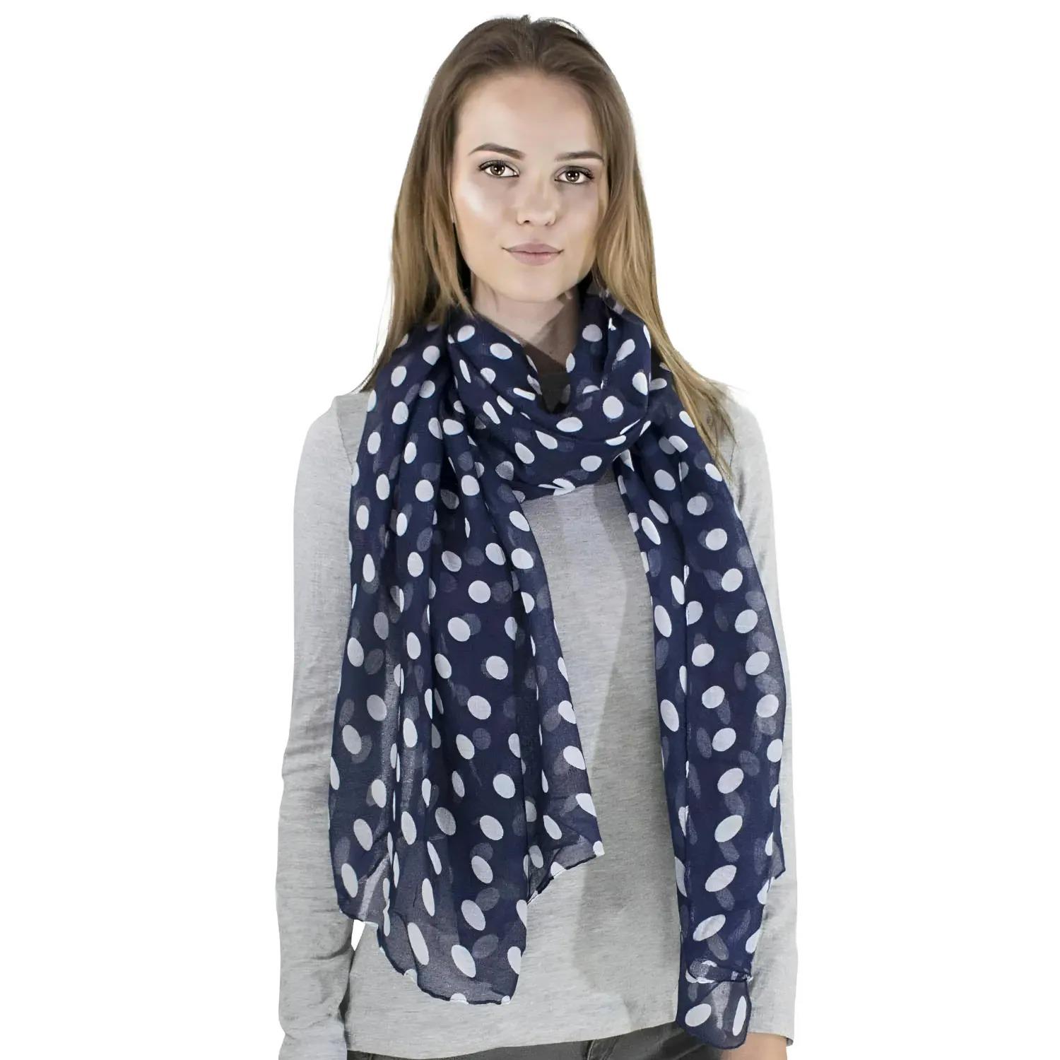 Polka Dot Scarf, Oversized Viscose Scarves Shawl for Women - Picture 19 of 29