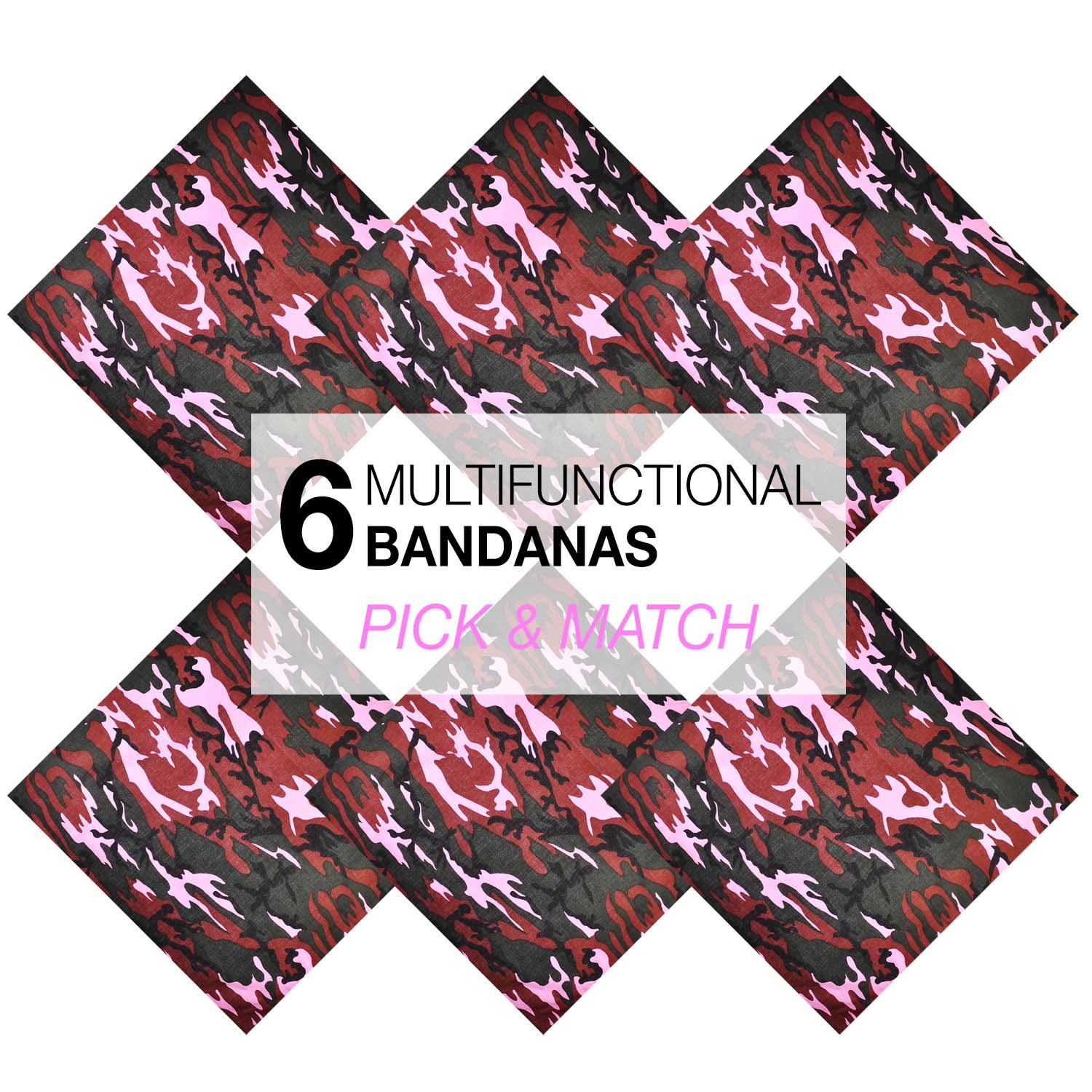 6PCS Camouflage Bandana Military 100% Cotton Multifunctional Bandanna - Picture 17 of 18