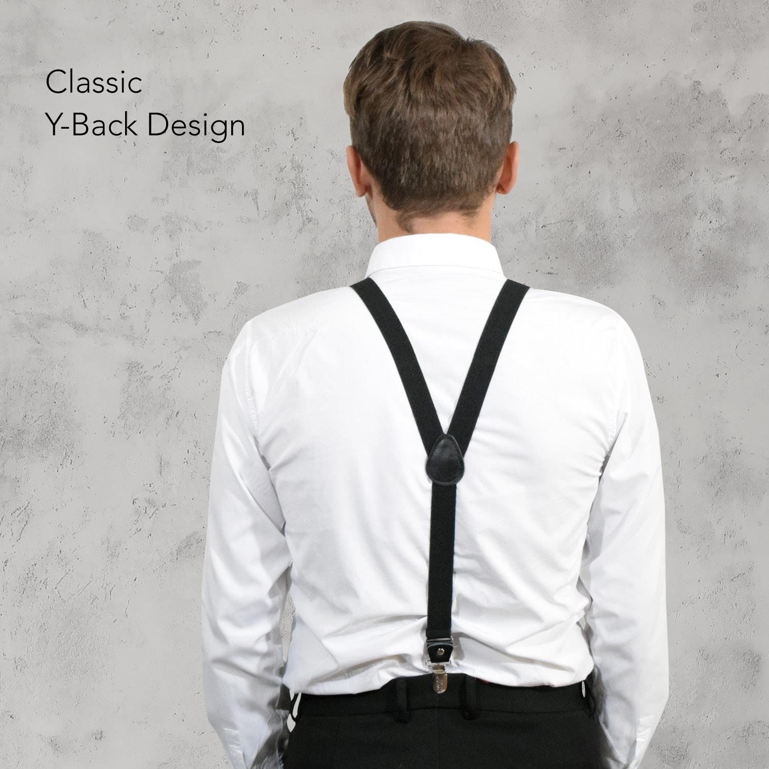 Unisex Plain Suspenders Sturdy Strong 25mm Y Shape Braces for Trouser - Picture 24 of 66