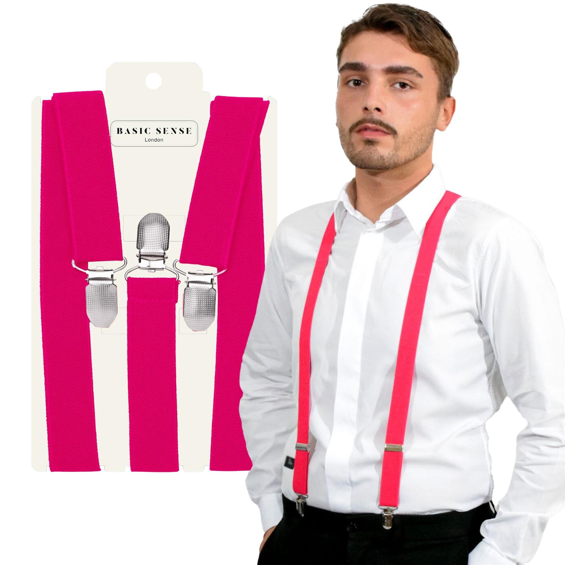 Unisex Plain Suspenders Sturdy Strong 25mm Y Shape Braces for Trouser - Picture 16 of 66