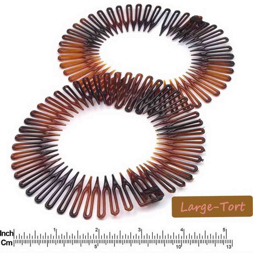 2 x Unisex Flexi Hair Comb Zig Zag Plastic Sports Headband Black Tort