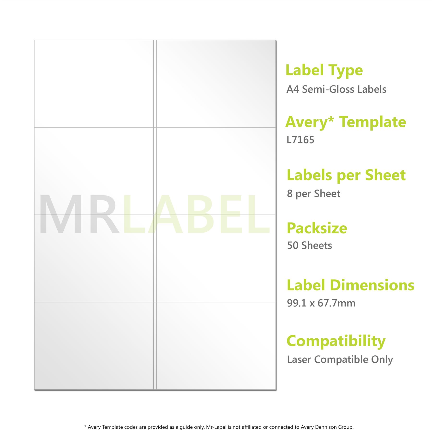 a4 semi gloss labels 8 per sheet 50 sheets laser compatible 50 labels per sheet template
