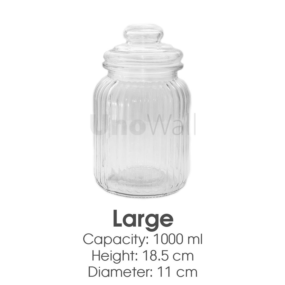 Unowall Vintage Ribbed Glass Sweet Jars & Lids Candy Food Storage