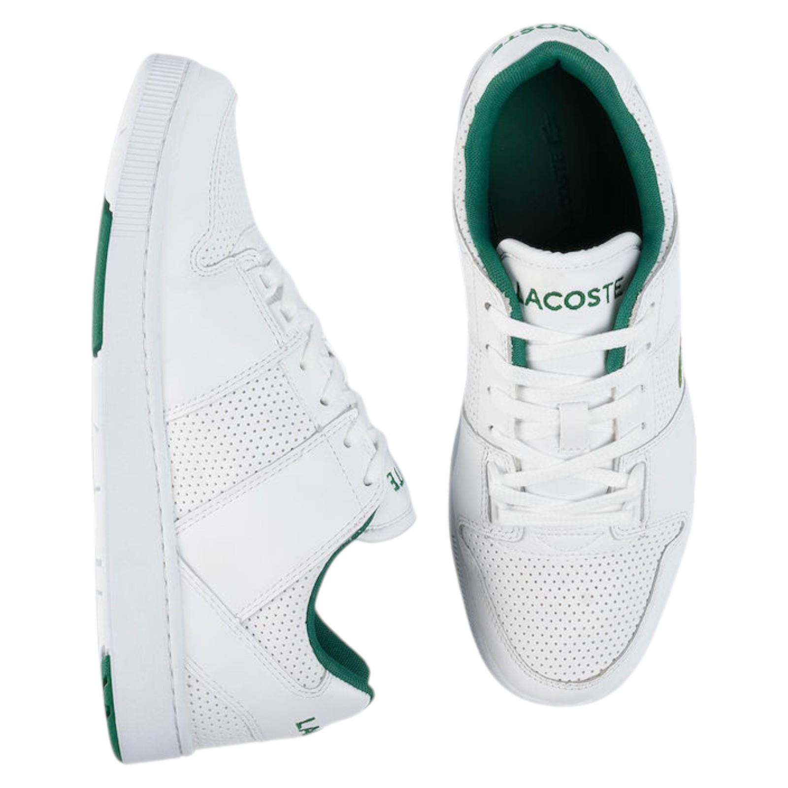 LACOSTE MENS THRILL 319 LEATHER TRAINERS WHITE GREEN SHOES  display picture 3